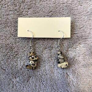 Handmade Dalmatian Stone Crystal Chip Earrings